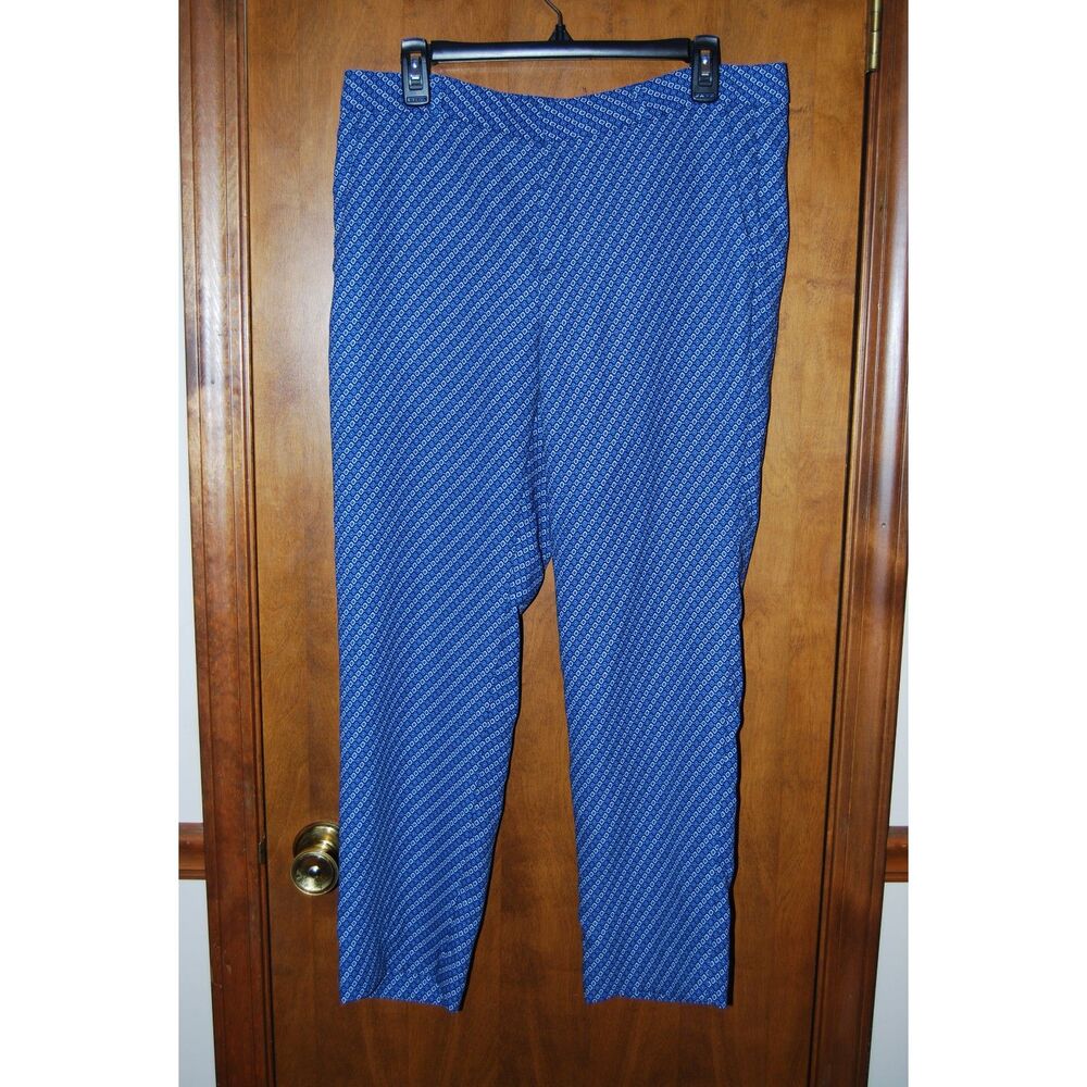 BANANA REPUBLIC WOMENS PANTS SIZE 8 BLUE GEOMETERIC PATTERN